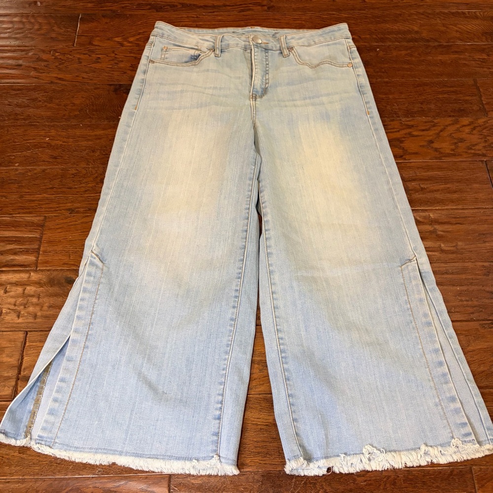 Seven 7 Jeans Women’s 8 Baggy Wide Leg Cropped Split Leg Boho Stretch
